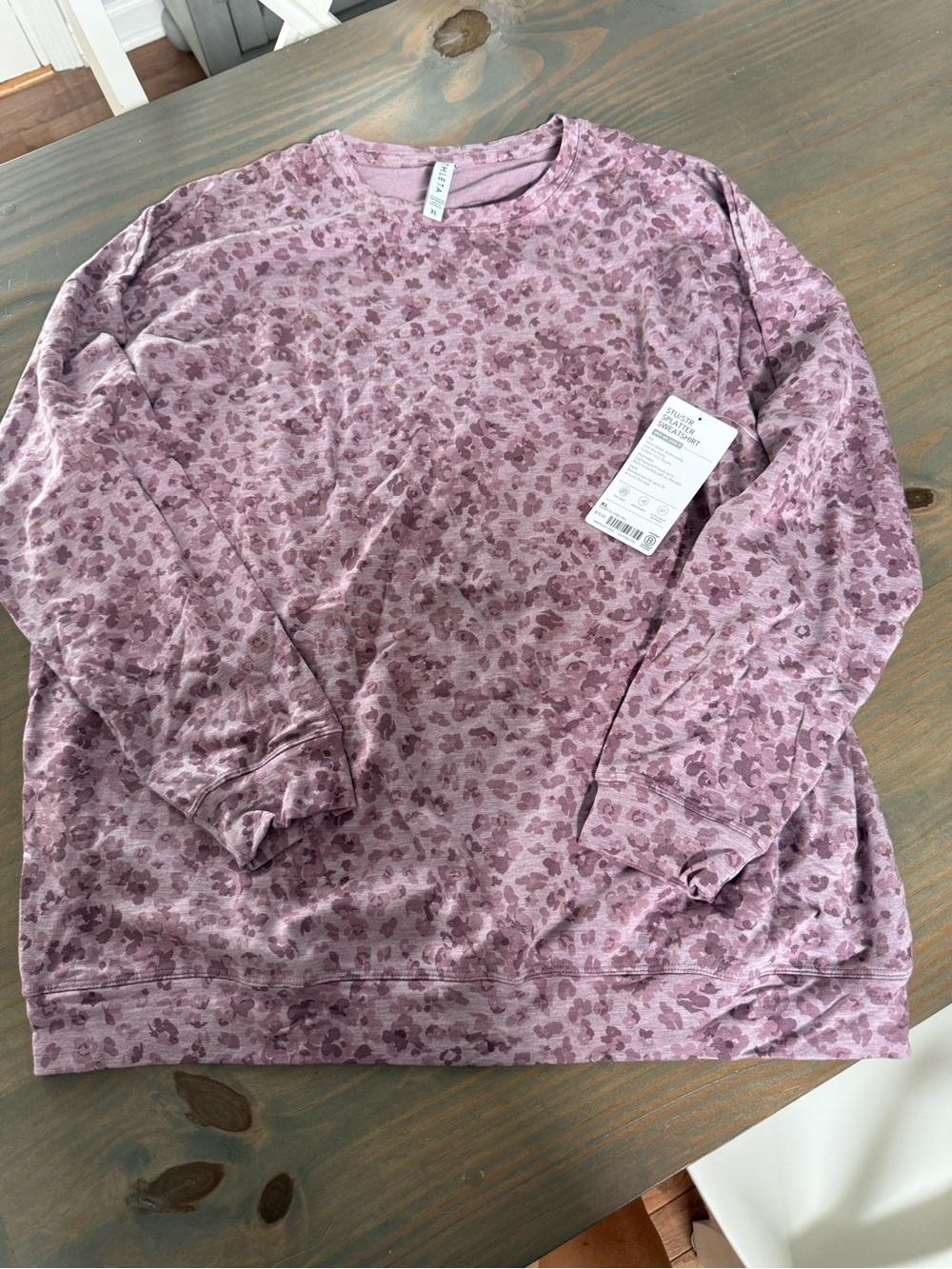 Athleta Mauve Animal-Print Crewneck Pullover